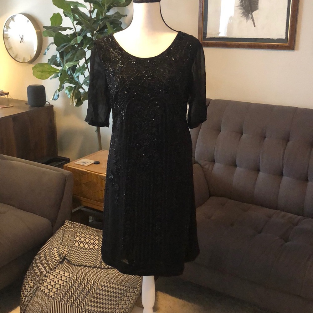 Black Beaded 1920s Style Dress